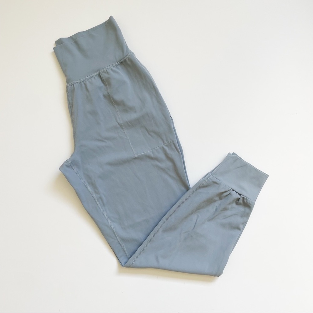 Athleta Salutation High Rise Yoga Athletic Joggers in Light Blue/Grey